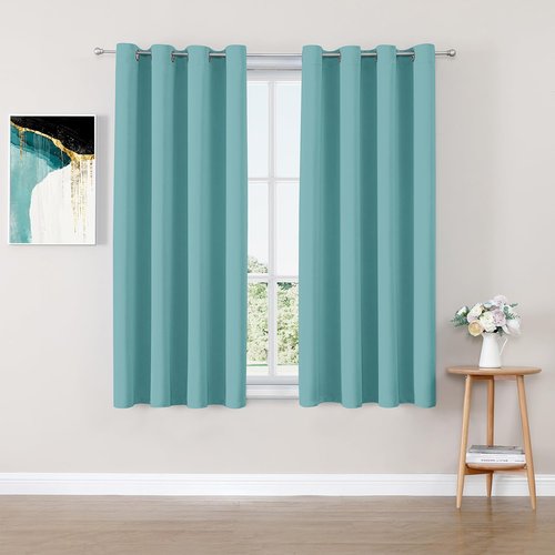 ChrisDowa Blackout Curtains - Thermal Insulated Room Darkening Panels, 52 x 45 Inch, Aqua (Set of 2)
