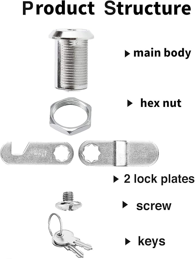 Sartatue Cam Locks Keyed Alike, 1'' Cabinet Lock Fits on 3/4'' Max Door Thickness, Secure File Drawer Mailbox RV Storage Replacement Set, Zinc Alloy (1 Inch 6Pcs)