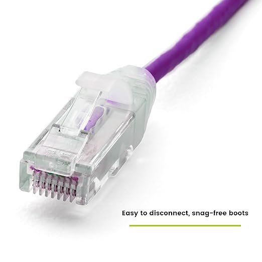 TRUECABLE Cat6 Component Rated Patch Cable, Unshielded (U/UTP), 5ft, Purple, 28AWG Stranded Pure Copper, Snagless 10G High-Speed Ethernet Cable, PoE++ 4PPoE 100W, UL Listed, RoHS-3, 5 Pack