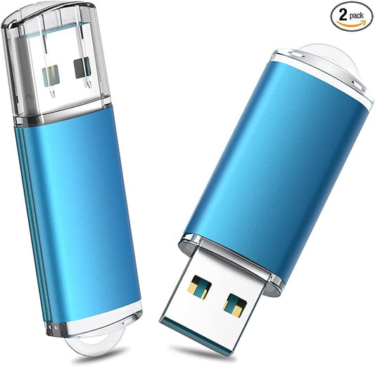 TOPESEL 2pack 128GB USB 3.0 Flash Drive High Speed Thumb Drive Memory Stick Jump Drive USB Zip Drive for PC laptops, Tablets, TVs, car Audio Blue(128GB 2Pack)