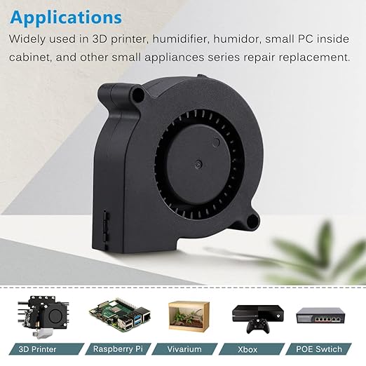 GDSTIME 50mm USB Blower Fan with 3 Speeds Control, 5015 DC 5V Turbine Turbo Cooling Fan for Small Appliances Series Replacement