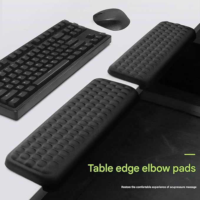Arm Rest for Desk, L-Shaped Memory Foam Elbow Pads with Anti-Slip Base, Computer Desk Arm Rest Support Cushion, Arm Wrist Elbow Extender Protector for Home Office Gaming-2 PCs（Black）