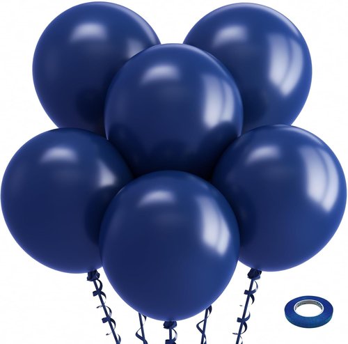 Bezente Navy Blue Balloons - 18 Inch Thick Latex Balloons for Birthday & Wedding Decor | 30 Pack