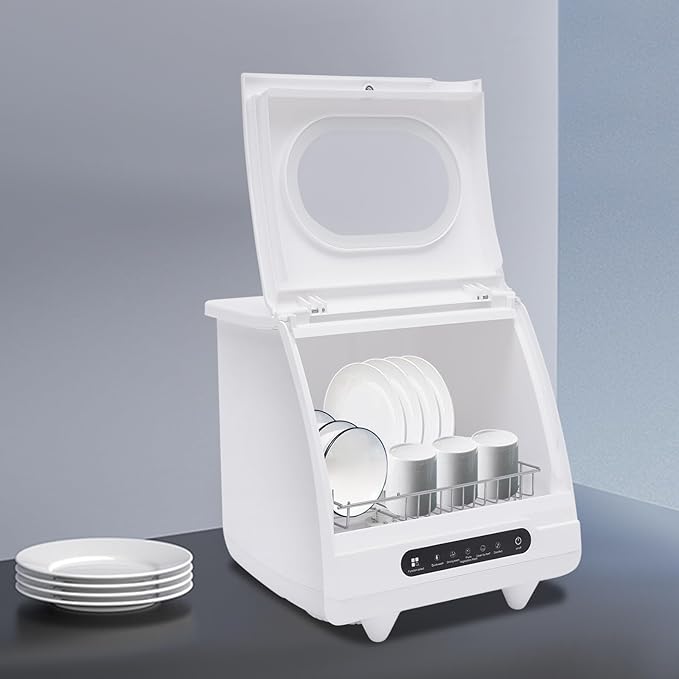 Countertop Dishwasher 1200W Portable Dishwashers 5 Washing Programs Mini Dishwasher for Small Apartments, White