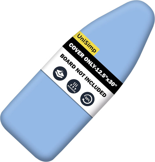 UniSimp Small Ironing Board Cover - Heat Resistant Cotton Canvas with Padding | 12.5"x30" Blue