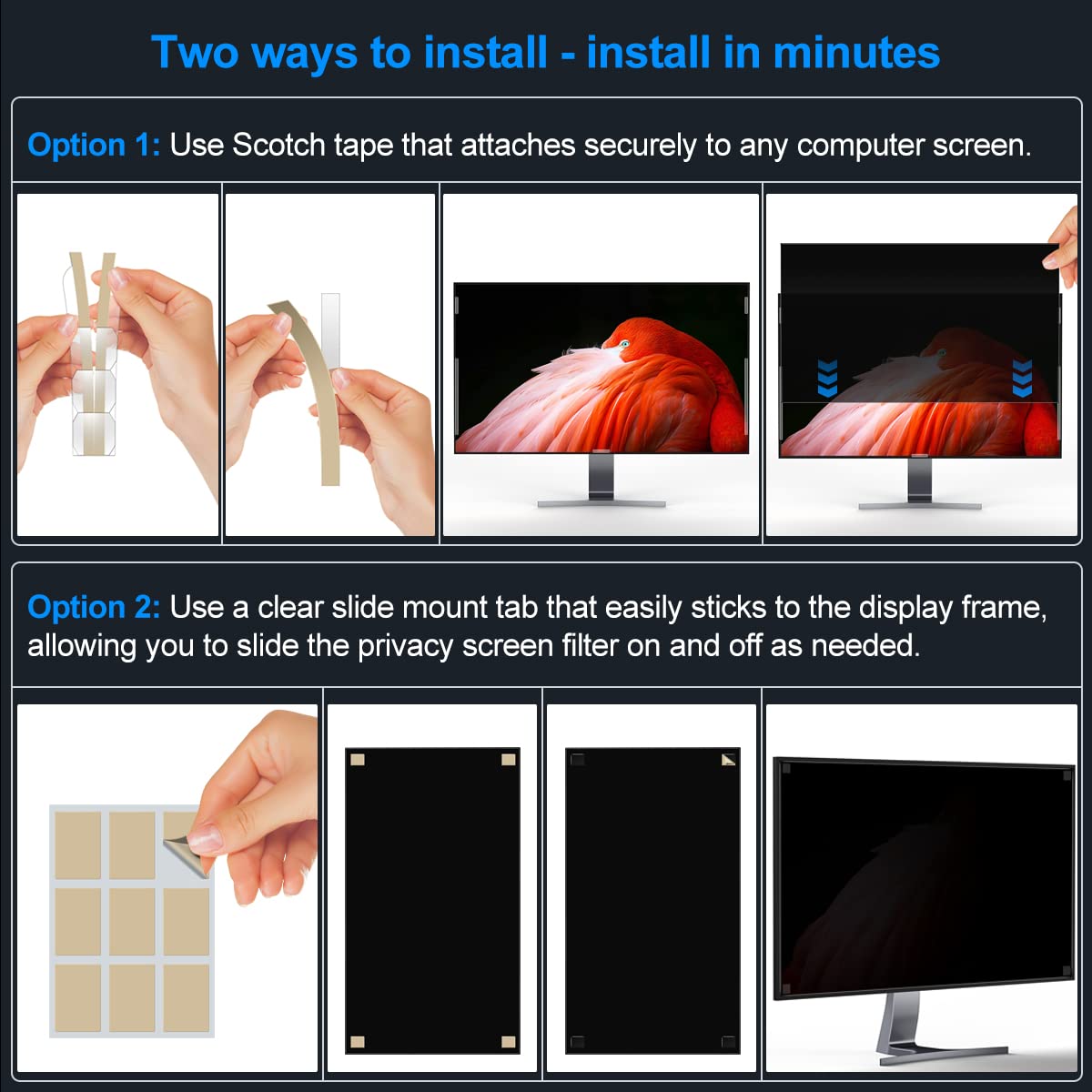 JEAPKA [2-Pack] 27 Inch Privacy Screen for Monitor Computer Screen Privacy Filter for 16:9 Widescreen Monitor Desktop PC Monitor Privacy Film Monitor Privacy Shield and Anti-Glare Protector