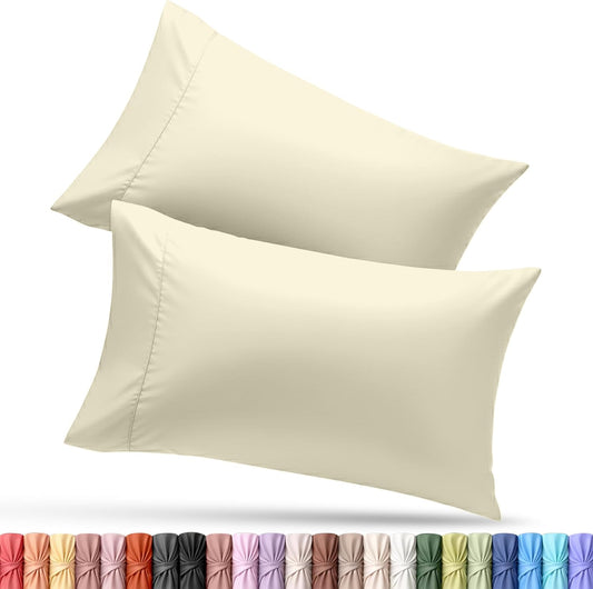 Utopia Bedding Queen Pillow Cases - Soft Brushed Microfiber - 2 Pack, Fade Resistant | Ivory 20 x 30 Inches