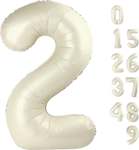 Skiennix 40-Inch Cream White Number Balloons - Perfect for 2nd, 12th, 21st Birthday & Celebration Decor