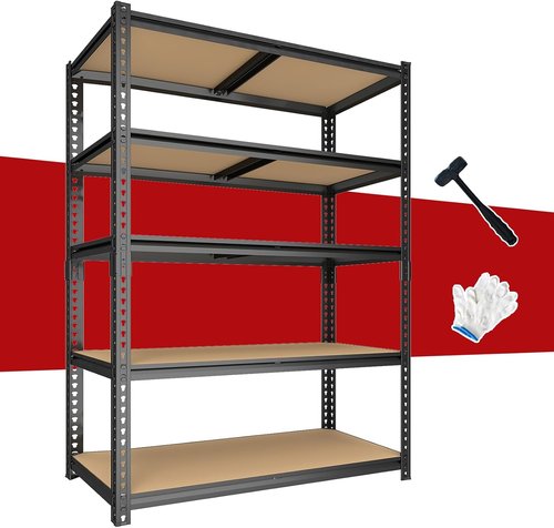Heavy Duty Garage Shelving | 5-Tier Adjustable Storage Unit | 2400LBS Capacity | 28''×12''×60''