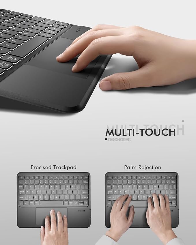 Universal Keyboard Case for 9-11 Inch Tablets, Dual Bluetooth Detachable Keyboard for Android Tablets/iPads/Galaxy Tabs, Magnetic Backlit Keyboard with Washable Adhesive Mount&Any-Angle Stand&Trackpad