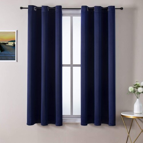 ChrisDowa Blackout Curtains - Thermal Insulated Room Darkening Panels Set (Navy Blue, 38W x 45L)