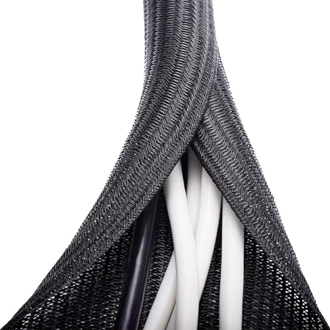 ZhiYo 20ft - 4/5 inch Cable Sleeve, Cord Wrap Wire Protector Tubing for Pets, PC Cable Wrap, Computer Cable Management Sleeve - Black