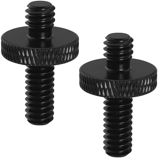 LUORNG 2PCS Adapter Screws for Tripods 1/4 Male to 1/4 Male Extended Aluminium Alloy Head Plate Hand Screw Camera Screws Photo Equipment Accessories for Camera Mounting Black