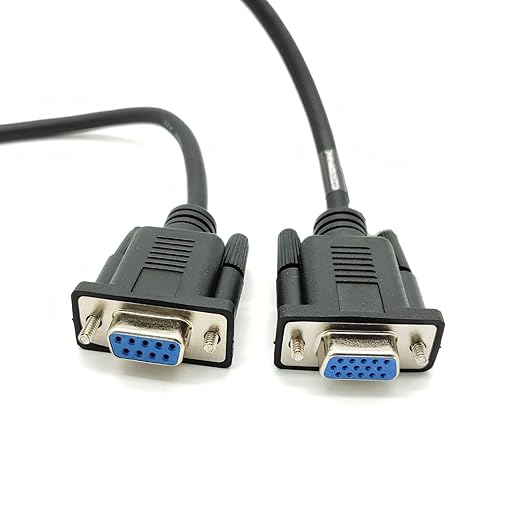 GXMRHWY DB9 Female to VGA Female 15Pin Three-Row Signal Transmission Cable, VGA to DB9 Serial RS232 Data Cable for Mutual Transmission of Signals Between 9Pin Video Devices and Computers 50CM