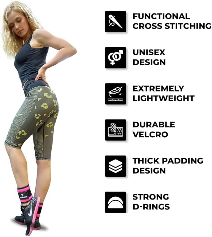 YAGHZU Ankle Straps for Cable Machines Women, Glute Kickback Cable Machine Attachments, Gym Ankle Cuffs, Wrist Cuffs for Workout, Leg Training Accessory, Fitness Gear for Home or Gym