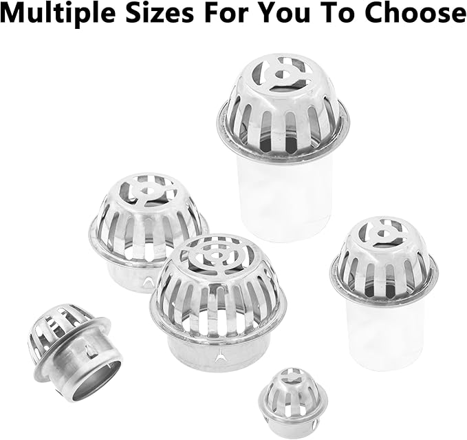 Roof Floor Drain,SAFYY 304 Stainless Steel Roof Drain Dome,Balcony Roof Dome Drain Cover,Yard Outdoor Anti Blocking Strainer,Gardens Gutter Cleaning Tool,Rain Bucket Drainage Parts (1, 200mm/8)