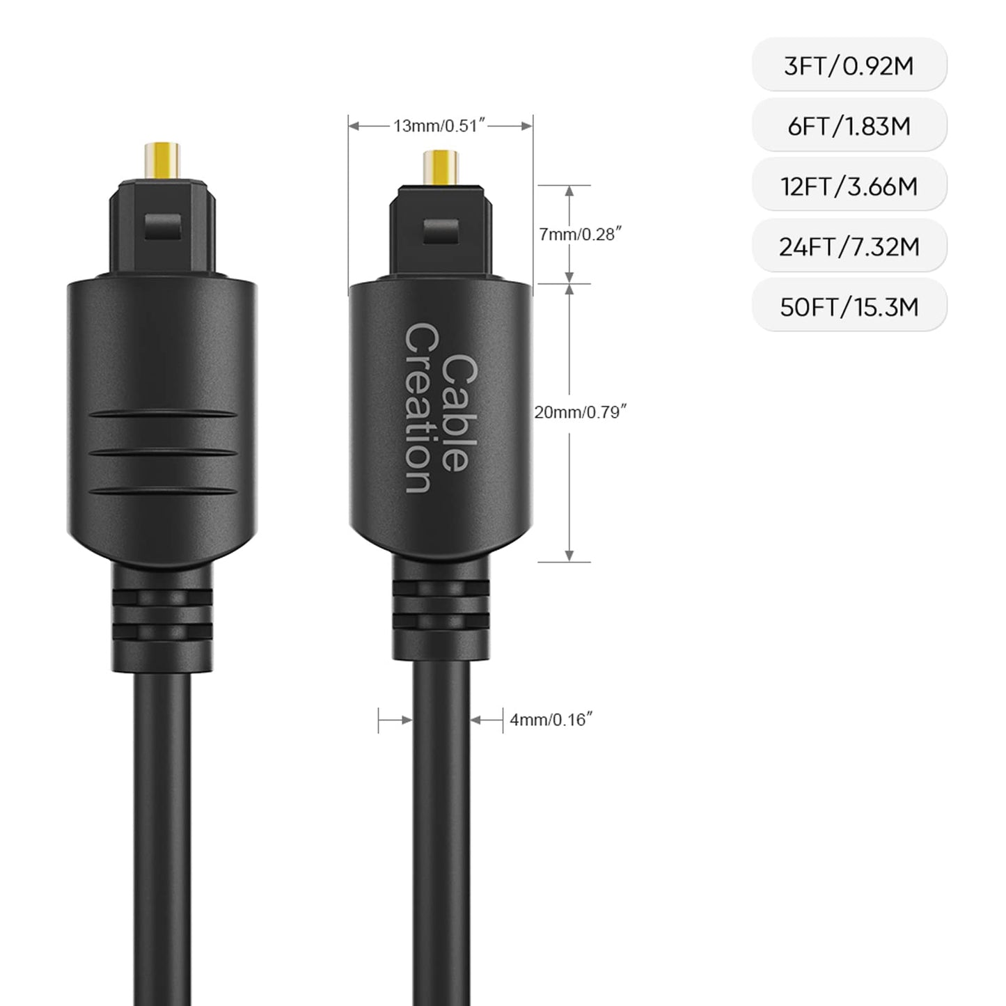 CableCreation Optical Audio Cable, 3 Feet Fiber Optic Cable [S/PDIF] with Gold Plated for Home Theater, Sound Bar, TV, PS4, Xbox, VD/CD Player, Blu-ray Players, Game Console& More, 0.9M