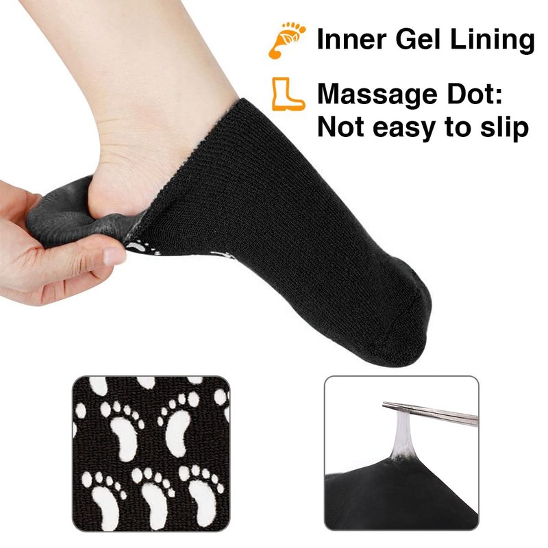 Codream Large Men's Moisturizing Gel Socks Men's Feet Care Ultimate Treatment for Dry Cracked Rough Skin on Feet Pack of 2 Pairs Black US Men 10-15