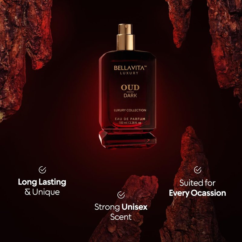 Bellavita Luxury DARK OUD Eau de Parfum | 100 ml (3.4 fl.oz.) | Perfume for Men and Women | Smokey, Grapefruit, Vetiver, and Dark wood Incense Notes | Long Lasting Unisex Fragrance