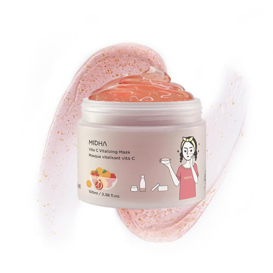 MIDHA VITA C VITALIZING MASK, 3.38fl.oz/100ml,Hydrating, Jelly Texture, Glow-Enhancing, Moisture boost, Daily Vitality Boosting, Soothing, Nourishing, Wash off Pack