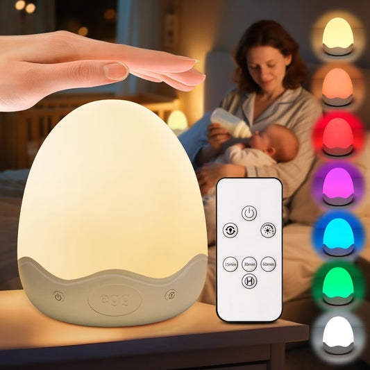 Skiennix Baby Night Light - 10 Brightness Levels & 10 Colors | Touch & Remote Control, 3600mAh Rechargeable, Ideal for Nursery & Breastfeeding