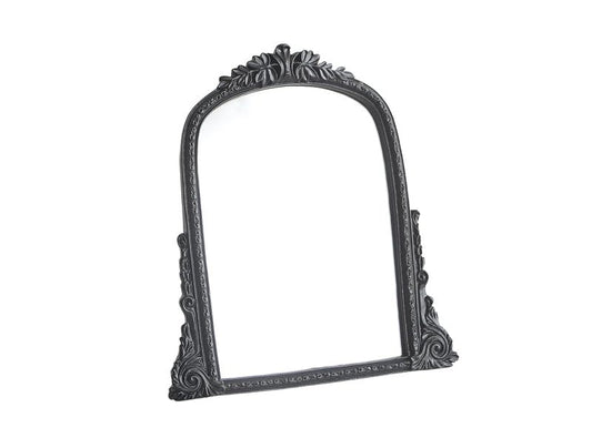 HSDDHOME Vintage Gold Vanity Makeup Desk Mirror - Antique Chic Arch Table Mirror with Carved Resin Frame, Small Standing Arendahl Mirror for Living Room, Bedroom, Tabletop (13.2" x 12.8")