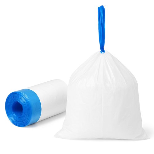 JILLICK 4 Gallon Small Trash Bags with Drawstring & Handles, 100 Pack - White Garbage Bags for Bathroom Office Dorm - Strong Leak-Proof Bin Liners, Individual Bags on Roll, No Tearing