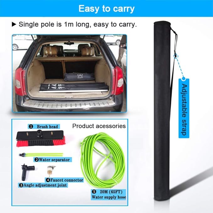 Photovoltaic Panel Cleaning, Window Clean, 3-12M Water Fed Telesbrush, Extendable Cleaner Conservatory Roof Cleaning Tools Pole/4M Rod/50Cm Brush Head