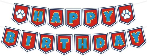 Cartoon Dog Paw Birthday Banner - Adorable Decorations for Boys' 1st, 2nd, & 3rd Birthday Parties