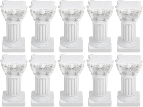 HOMSFOU Greek Columns Candle Holders - 10Pcs Rustic Resin Pillar Statues for Farmhouse Decor | White