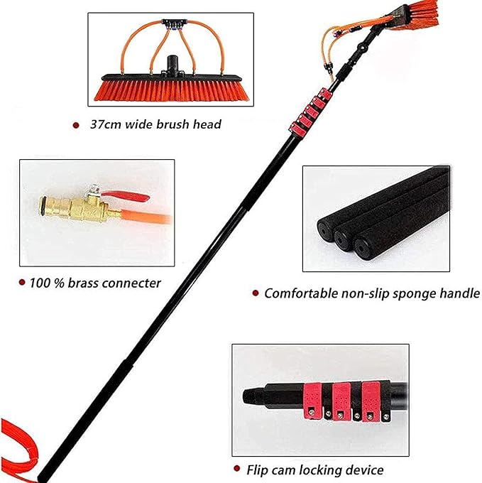 Window Cleaning Poles Photovoltaic Panel Cleaning, 3.6-11M Water Fed Telescopic Brush, Window Clean, Extendable Cleaner Conservatory Roof Cleaning Tools,20ft/6m-1