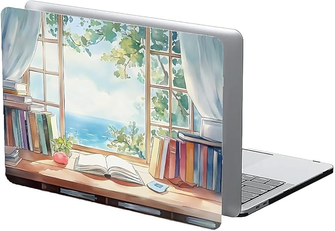COTAIL Compatible with MacBook Air 13.3 13.6 Inch Case 2022 2021 2020 2019 Plastic Hard Shell Case Cover,13.3 Pro(A1706/A1708/A1989/A2159/A2289/A2338), Books and a Window