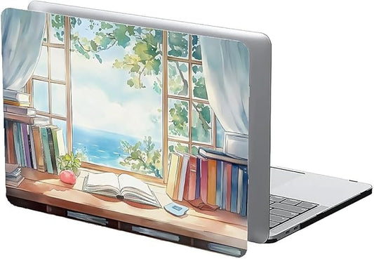 COTAIL Compatible with MacBook Air 13.3 13.6 Inch Case 2022 2021 2020 2019 Plastic Hard Shell Case Cover,13.3 Pro(A1706/A1708/A1989/A2159/A2289/A2338), Books and a Window