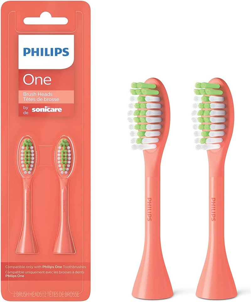 Philips One by Sonicare | Miami Coral Electric Toothbrush with 2 Brush Heads - Compact Design