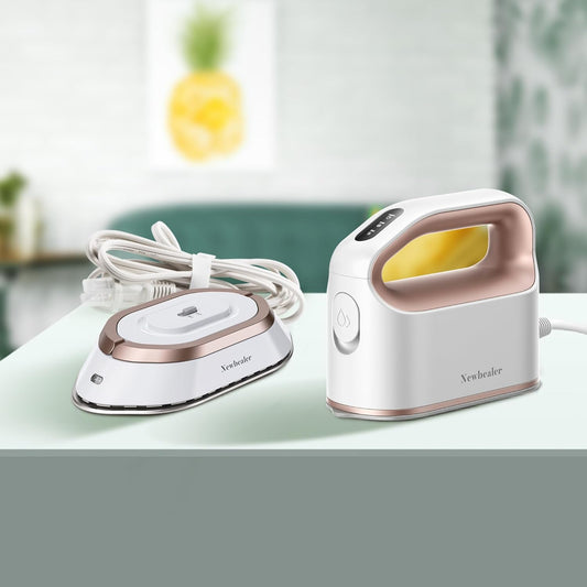 Newbealer Travel Iron Bundle - Dual Voltage Smart Steam Iron with Non-Stick Ceramic Soleplate | Gold