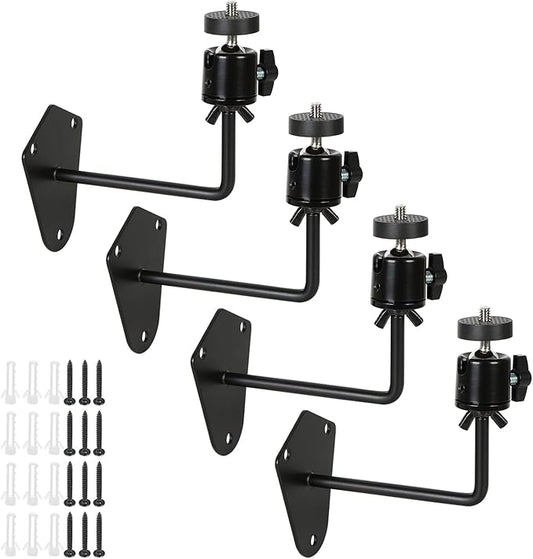 4-Pcs Camera Wall Mount Bracket,Heavy Duty 360 Camera Mount with 1/4 Inch Thread, Metal Security Camera Mount, Camera Holder for Surveillance Cameras, Solar Panels, Lights