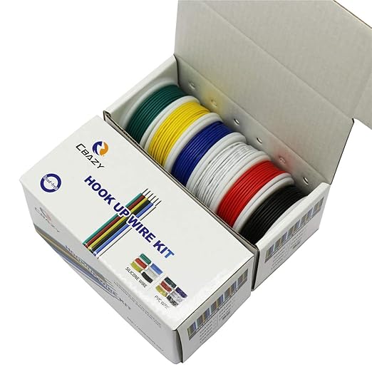 CBAZY Hook up Wire Kit (Stranded Wire Kit) 24 Gauge 6 Colors 32.8 feet Each Electrical Wire 24 AWG PVC Wire