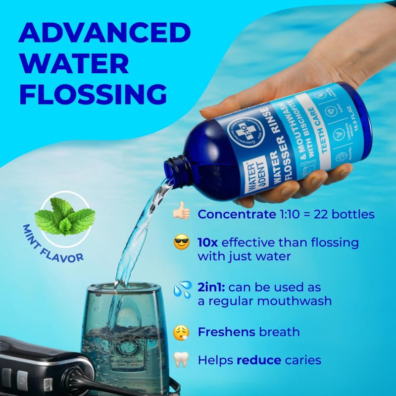 Concentrated Water Flosser Mouthwash - Mint Flavor, Alcohol & Fluoride Free | 16.9 fl. oz