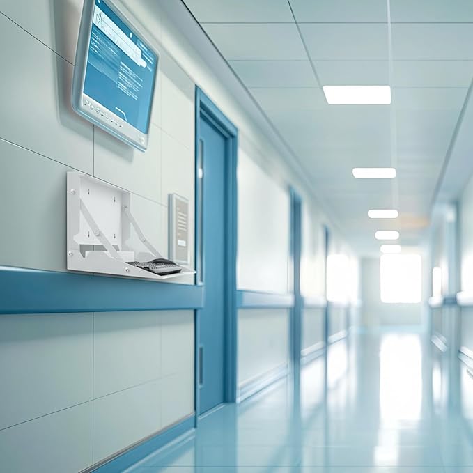 Otoolling 1 Pcs 24 Inch Keyboard Wall Mount Foldable Fits Standard Computer Keyboard Mouse Stand Tray Organizer for Small Offices Apartments, Easy Installation with 4 Screws (White)