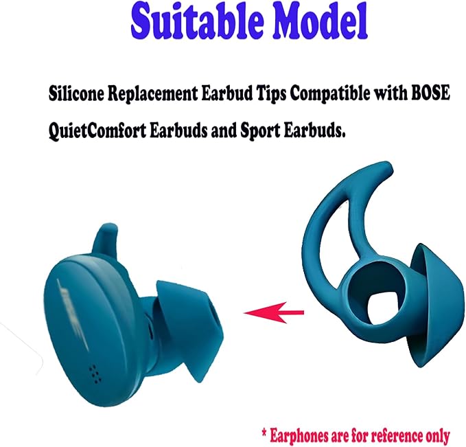 CYADCI Silicone Earbud Tips 3 Pairs SML Soft and Comfortable Noise Isolation Replacement Blue Ear Tips Compatible with Bose QuietComfort and Sport Earbuds