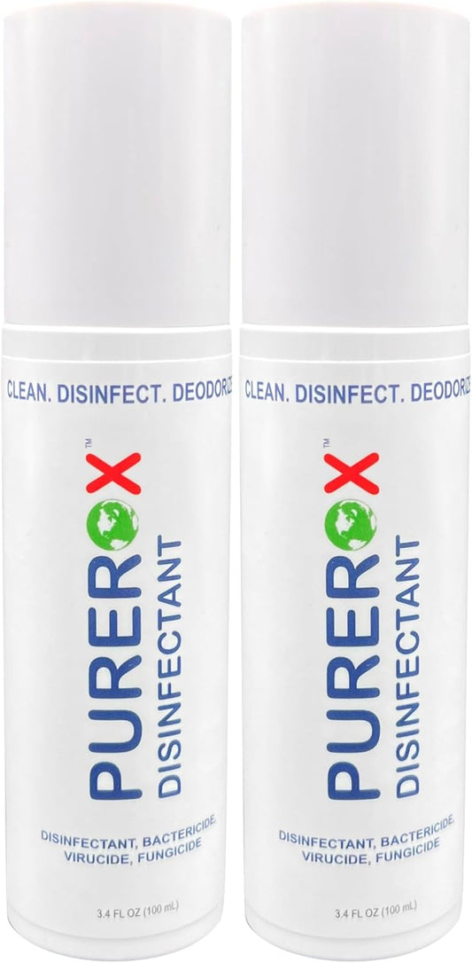 PUREROX Disinfectant Spray - Hospital Grade, TSA Approved Travel Size (3.4oz, 2pk) | Eliminates 99.9999% of Viruses and Bacteria