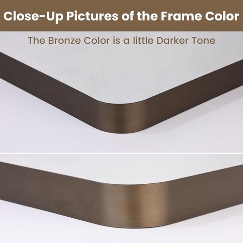 LOAAO Bronze Bathroom Mirror - 40”X30” Rounded Rectangle with Anti-Rust Brushed Metal Frame | Versatile Hanging Options