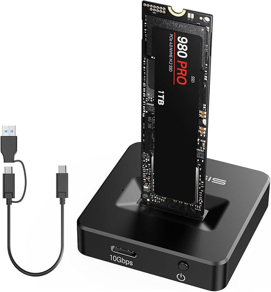 ACASIS NVME SSD Reader Adapter, Aluminium Alloy Housing Fast Heat Dissipation, NVME to USB Docking Station, M.2 SSD to USB Adapter 10Gbps, Support M.2 (M Key) NVMe SSD and (B+M Key) SATA-Based SSD