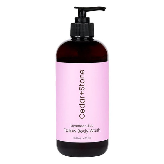 OfficeKit Cedar + Stone Clean Body Wash with Grass-Fed Tallow – Sulfate-Free Natural Body Wash for Dry, Sensitive Skin – Lavender & Lilac with USDA Organic Oils, 16oz