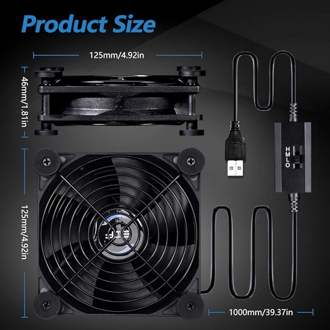 SCCCF Quiet 120mm USB Fan, 5V USB Portable Cooling Fan for Flat Panel TV Receiver Router DVR PlayStation Xbox Computer Cabinet Cooler