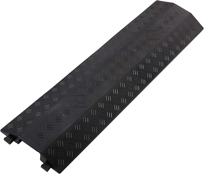 Anbotek - Medium 1 Piece - Floor Cord Cover Cord Protector Drop Over Drop Trak Cable Ramp for Office Warehouse - Black