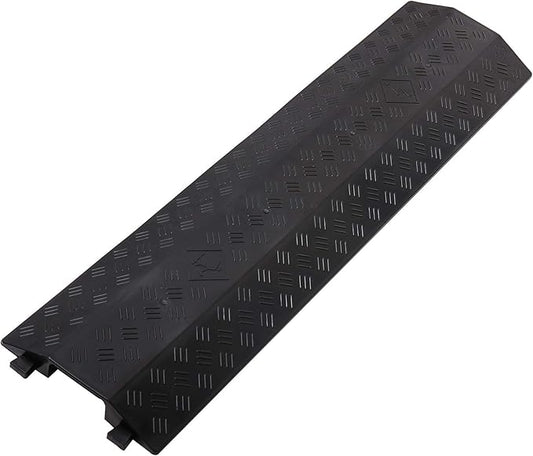 Anbotek - Medium 2 Pack - Floor Cord Cover Cord Protector Drop Over Drop Trak Cable Ramp for Office Warehouse - Black
