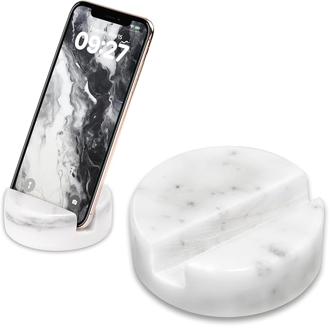 ZJL Marble Phone Stand for Desk - Cell Phone Holder for Nightstand Office Decor Telephone Boho White Marble Kitchen Accessories