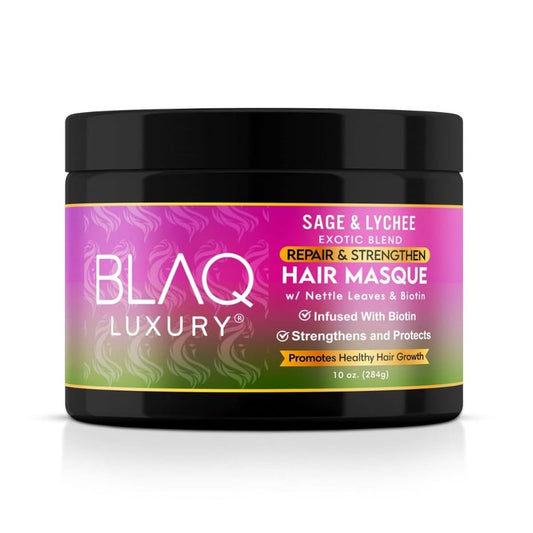 Blaq Luxury Hair Masque Treatment | Sage & Lychee, Biotin Infused for Stronger, Healthier Hair - 10oz