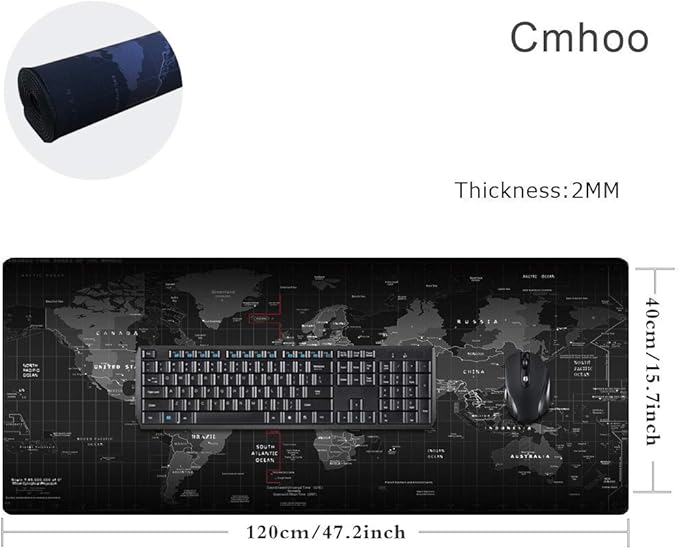 Cmhoo Gaming Mouse Pad Large Anti-Slip Rubber Base Size 47.2x15.7 in (47.2X15.7IN, 120x40 Map)